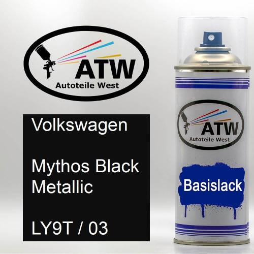 Volkswagen, Mythos Black Metallic, LY9T / 03: 400ml Sprühdose, von ATW Autoteile West.